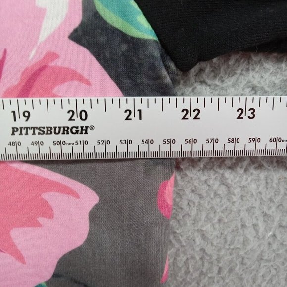 Super Massive Sweater‎ Mens Large Black Pink Flowers Checkmate Pullover Crew - Picture 6 of 8